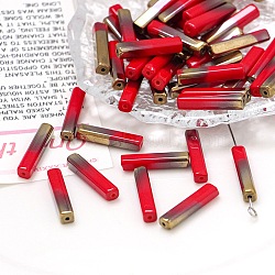 Electroplate Glass Beads, Faceted, Rectangle, Red, 19.5~20x4x4mm, Hole: 1mm(GLAA-D024-02A)