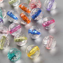 Transparent Acrylic Beads, Round, Faceted, Mixed Color, 12x11.5mm, Hole: 1.8mm(X-TACR-S154-10A)
