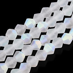 Imitate Austrian Crystal Bicone Frosted Glass Beads Strands, Grade AA, Faceted, Clear, 4x4mm, Hole: 1mm, about 82~85pcs/strand, 30.5~31cm(GLAA-F029-TM4mm-A13)