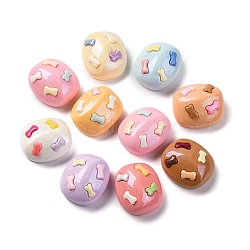 Cartoon Opaque Resin Decoden Cabochons, with Giltter Power, Bone Biscuit, Mixed Color, 20x17x10mm(CRES-M038-04)