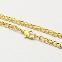 Vintage Iron Twisted Chain Necklace Making for Pocket Watches Design, with Lobster Clasps, Golden, 31.5 inch, Link: 3.3x4.6x0.9mm(CH-R062-G)