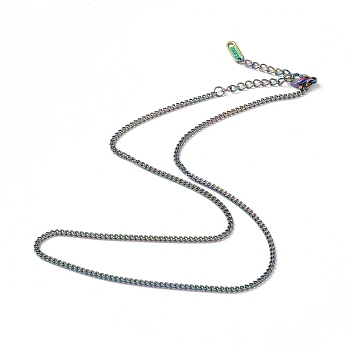Ion Plating(IP) 304 Stainless Steel Curb Chain Necklace for Men Women, Rainbow Color, 15.87 inch(40.3cm)