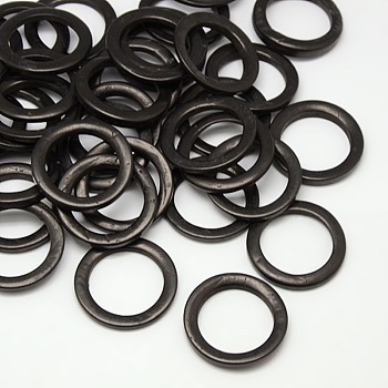 Dyed Wood Jewelry Findings Coconut Linking Rings, Black, 35~36x3~6mm