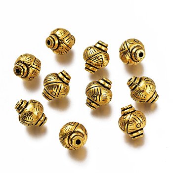 Tibetan Style Alloy Beads, Latern, Antique Golden, 11x9mm, Hole: 1.6mm