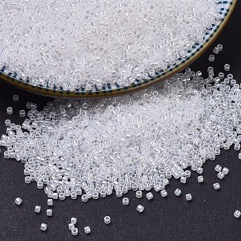 MIYUKI Delica Beads Small, Cylinder, Japanese Seed Beads, 15/0, (DBS0231) Crystal Ceylon, 1.1x1.3mm, Hole: 0.7mm, about 35000pcs/bottle, 10g/bottle