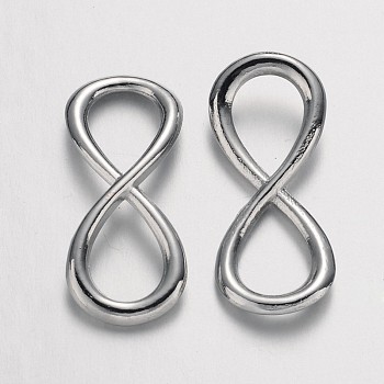 Tibetan Style Links connectors, Lead Free & Nickel Free, Infinity, Platinum, 31x13x2mm, Hole: 11x8mm