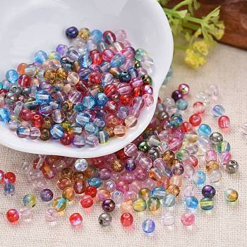 Czech Glass Beads, Round, Mixed Color, 4mm, Hole: 0.7mm, about 717pcs~723pcs/bag