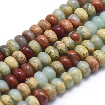Natural Aqua Terra Jasper Beads Strands, Rondelle, 4x2.5mm, Hole: 0.5mm, about 123pcs/strand, 15 inch(38cm)