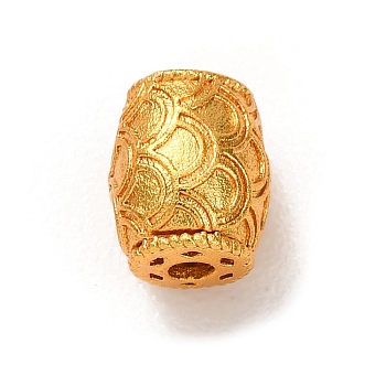 Brass Beads, Barrel with Wave Pattern, Golden, 8x7mm, Hole: 2mm