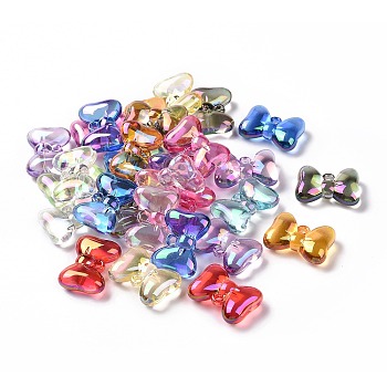 Transparent Acrylic Charms, AB Color, Bowknot Charm, Mixed Color, 20x28x9mm, Hole: 2mm