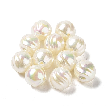 ABS Plastic Beads, AB Color Plated, Round, Light Goldenrod Yellow, 15.5x15x15mm, Hole: 2mm