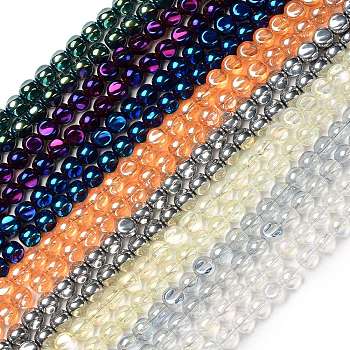 Electroplate Transparent Glass Beads Strands, Twist, Mixed Color, 9.5x10x10mm, Hole: 1.5mm, about 66pcs/strand, 25.98 inch(66cm)