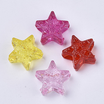 Transparent Acrylic Beads, Dyed, Star, Mixed Color, 16.5x17x8.5mm, Hole: 4.5mm