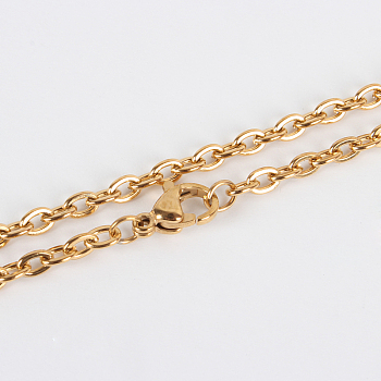 304 Stainless Steel Cable Chain Necklace Making, with Lobster Claw Clasps, Vacuum Plating, Golden, 29.5 inch(74.9cm)