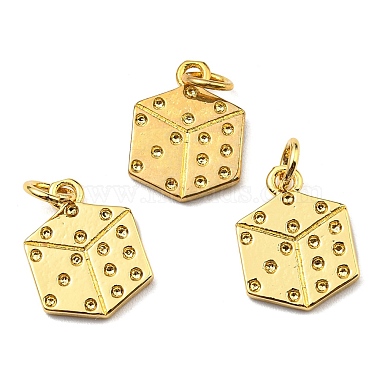 Real 18K Gold Plated Dice Brass Charms