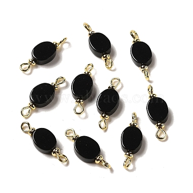 Real 18K Gold Plated Oval Black Onyx Links