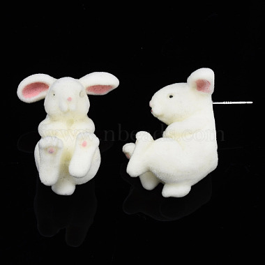 Boucles d'oreilles lapin en résine avec 925 épingle en argent sterling(EJEW-N051-02)-3