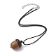 Acorn Shape Ebony Wood Locket Pendant Necklace with Wax Cords(NJEW-JN04485)-4