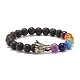 Natural Lava Rock Round Beads Stretch Bracelet(BJEW-JB07455)-1