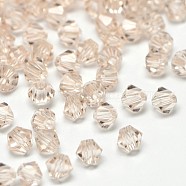 Imitation 5301 Bicone Beads, Transparent Glass Faceted Beads, Bisque, 4x3mm, Hole: 1mm, about 720pcs/bag(GLAA-F026-A21)