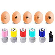 5Pcs 5 Styles Plastic Rubber Stamps, DIY Egg Drawing Stamps, with Stamp Pads and 10ML Water-Based Refill Ink, Duck, 65x33mm, Pattern: 20mm, 1pc/style(DIY-WH0516-009)