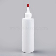 Plastic Glue Bottles, Bottle Caps Through-hole, White, 4.5x18.5cm, capacity: 180ml(X-DIY-WH0053-01-180ml)