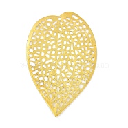 Iron Pendants, Hollow, Leaf, Golden, 38.5x24.5x0.3mm, Hole: 1mm(IFIN-R001-04G)