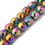 Electroplated Non-Magnetic Synthetic Hematite Beads Strands, Long-Lasting Plated, Twist, Rainbow Plated, 8mm, Hole: 1.3mm, about 49pcs/strand, 16.54''(42cm)(G-P518-05D-01)