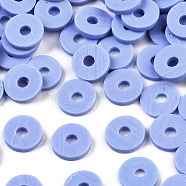 Handmade Polymer Clay Beads, for DIY Jewelry Crafts Supplies, Disc/Flat Round, Heishi Beads, Cornflower Blue, 6x1mm, Hole: 2mm, about 1175pcs/50g(X-CLAY-Q251-6.0mm-B32)