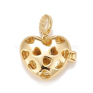 Brass Diffuser Locket Pendants, Picture Frame Charms for Necklace, Lead Free & Cadmium Free, Heart, Real 18K Gold Plated, 19x23x8mm, Hole: 5x3.5mm, Inner Diameter: 14x16mm(X-KK-A161-35G)