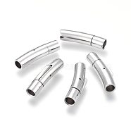 304 Stainless Steel Bayonet Clasps, Tube, Stainless Steel Color, 30x7mm, Hole: 5mm(STAS-K200-02P-B)