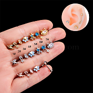 316L Stainless Steel Cubic Zirconia Cartilage Earrings for Women, Golden, 4#, 6mm, Pin: 0.8mm(WGF6ABA-03)