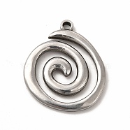 304 Stainless Steel Pendants, Vortex, Stainless Steel Color, 23x19.5x2mm, Hole: 1.6mm(X-STAS-P322-11P)