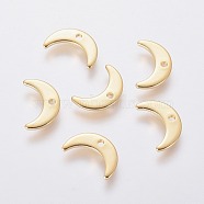 304 Stainless Steel Charms, Moon, Golden, 7x11x1mm, Hole: 1mm(STAS-L234-073G)