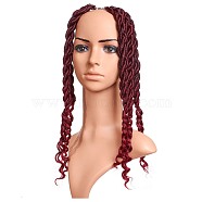 Goddess Locs Crochet Ombre Hair, Wavy Faux Locs with Curly Ends, Synthetic Braiding Hair Extension, Heat Resistant Low Temperature Fiber, Long & Curly Hair, Burgundy, 20 inch(50.8cm), 24strands/pc(OHAR-G005-09B)