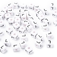 Letter Acrylic European Beads, Horizontal Hole, Cube, Letter.L, 10x10x10mm, Hole: 4mm(X-OPDL-R050-10mm-L)