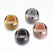 Brass Spacer Beads, Rondelle, Mixed Color, 8x4mm, Hole: 4mm(X-KK-P050-02)
