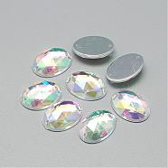 Sew on Rhinestone, Transparent Acrylic Rhinestone, Two Holes, Garment Accessories, Garment Accessories, AB Color Plated, Faceted, Oval, Clear AB, 25x18x6mm, Hole: 0.8~1mm(GACR-Q023-18x25-01)