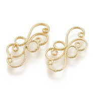 Brass Filigree Joiners Links, Nickel Free, Real 18K Gold Plated, 20.5x13x2mm, Hole: 1mm(KK-S345-156)