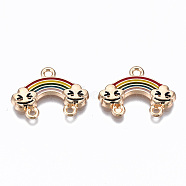 Alloy Enamel Chandelier Component Links, Cadmium Free & Lead Free, Light Gold, Rainbow with Cloud, Colorful, 15x20.5x2mm, Hole: 1.6mm(ENAM-S127-006-RS)