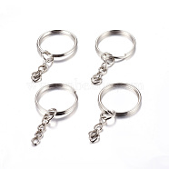 Iron Split Key Rings, Keychain Clasp Findings Platinum, 25x2mm(X-IFIN-H047-N)