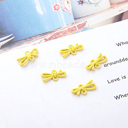 Frosted Alloy Links, with Spray Painted, Bowknot, Yellow, 17x8mm(PALLOY-CJC0001-73C)