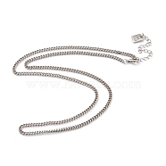 Brass Curb Chain Necklaces, with Lobster Claw Clasps, Long-Lasting Plated, Word Good Luck, Antique Silver, 20-3/8 inch(51.8cm)(NJEW-H206-04AS)