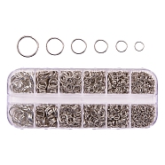 1 Box Iron Jump Rings, Open Jump Rings, Platinum, 18~21 Gauge, 4~10x0.7~1mm, Inner Diameter: about 2.6mm/3.6mm/4.6mm/5.6mm/6.6mm/8.6mm, about 58g/box(IFIN-X0005-P-B)