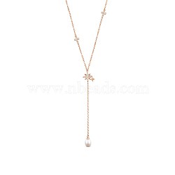 SHEGRACE Fantastic 925 Sterling Silver Necklaces, with Grade AAA Cubic Zirconia, Rose Gold, 15.7 inch(40cm)(JN654C)