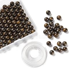 100Pcs 8mm Natural Bronzite  Round Beads, with 10m Elastic Crystal Thread, for DIY Stretch Bracelets Making Kits, 8mm, Hole: 1mm(DIY-LS0002-47)