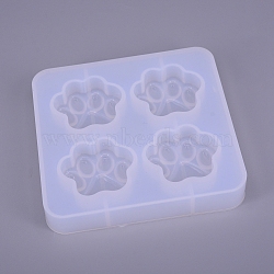 Cat Paw Print Silicone Molds, Resin Casting Molds, For UV Resin, Epoxy Resin Jewelry Making, White, 99.8x94.6x16mm, inner size: 34.31x38mm(DIY-WH0167-92)