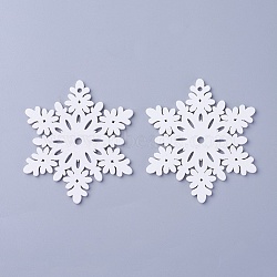 Poplar Wood Pendants, Dyed, Snowflake, White, 70x61x3mm, Hole: 2.5mm(X-WOOD-O004-19B)