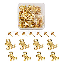 Iron Clips and Round Head Drawing Pins, Golden, 40sets(AJEW-TA0001-14G)