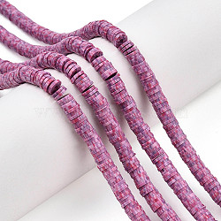 Handmade Polymer Clay Bead Strands, Heishi Beads, for DIY Jewelry Crafts Supplies, Disc/Flat Round, Orchid, 6x0.5~1mm, Hole: 2mm, about 320~450pcs/strand, 15.35 inch~16.92 inch(39~43cm)(X-CLAY-S094-6mm-B03)